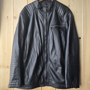 Britches Black Faux Leather Lined Zip Up Jacket Mens 2X